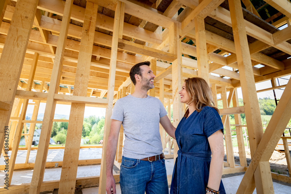 Couple make their dreams of building their own home come true visiting house under construction