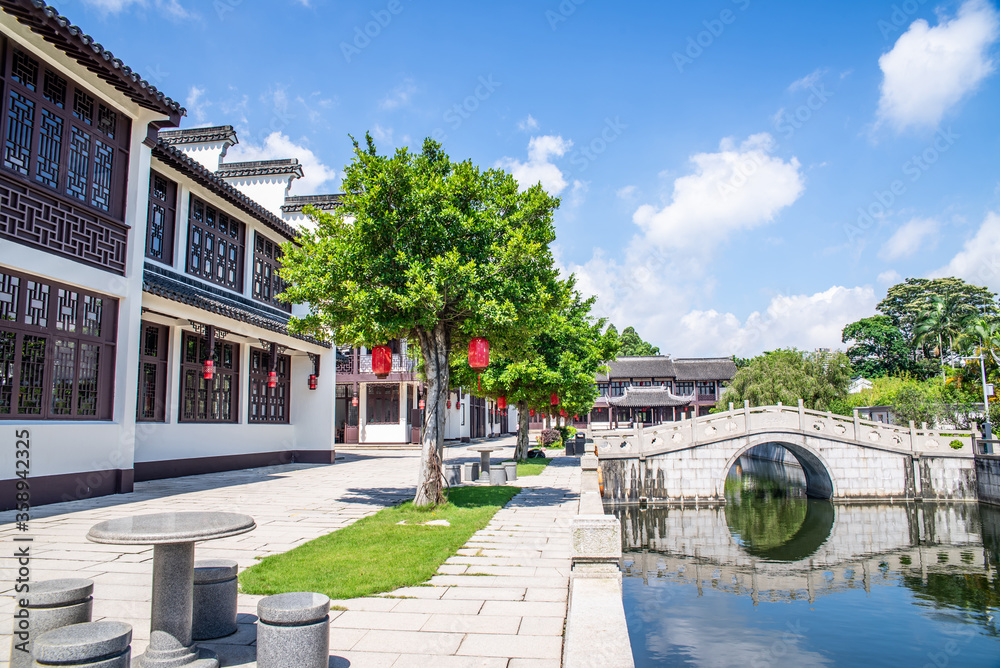 中国广州南沙水乡一条街的风景