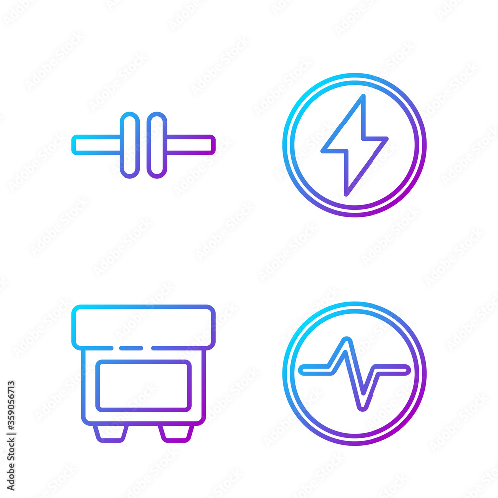 Set line Electric circuit scheme, Fuse, Electric circuit scheme and Lightning bolt. Gradient color i