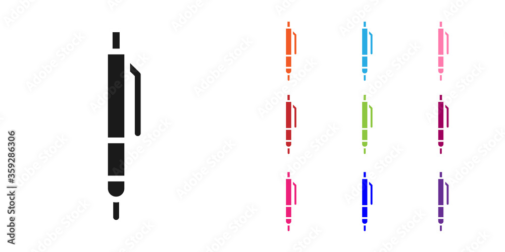 黑色笔图标隔离在白色背景上。将图标设置为彩色。矢量插图