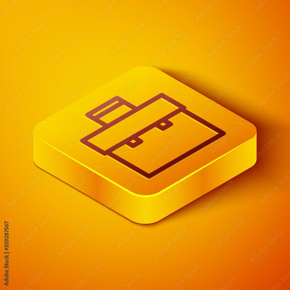 Isometric line Briefcase icon isolated on orange background. Business case sign. Business portfolio.