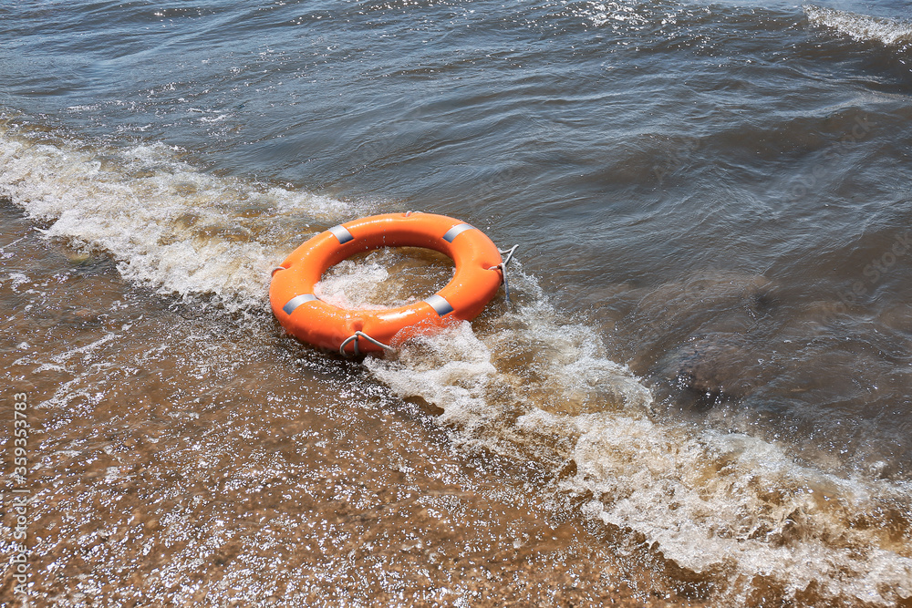 Lifebuoy ring floating on water