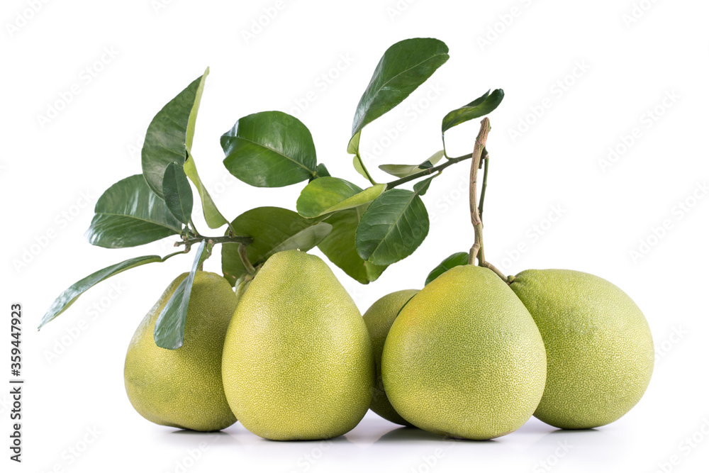 Fresh pomelo, pummelo, grapefruit, shaddock isolated on white background, close up, cut out, clippin