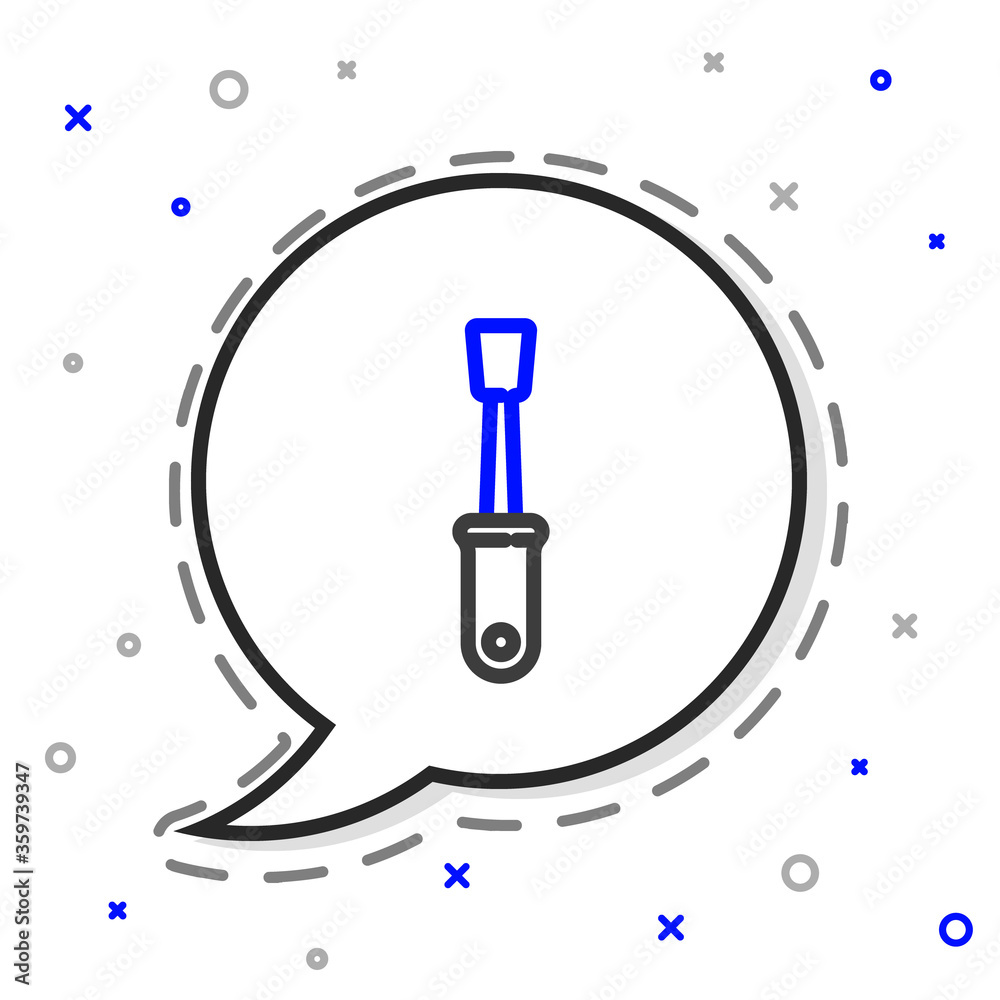 Line Screwdriver icon isolated on white background. Service tool symbol. Colorful outline concept. V