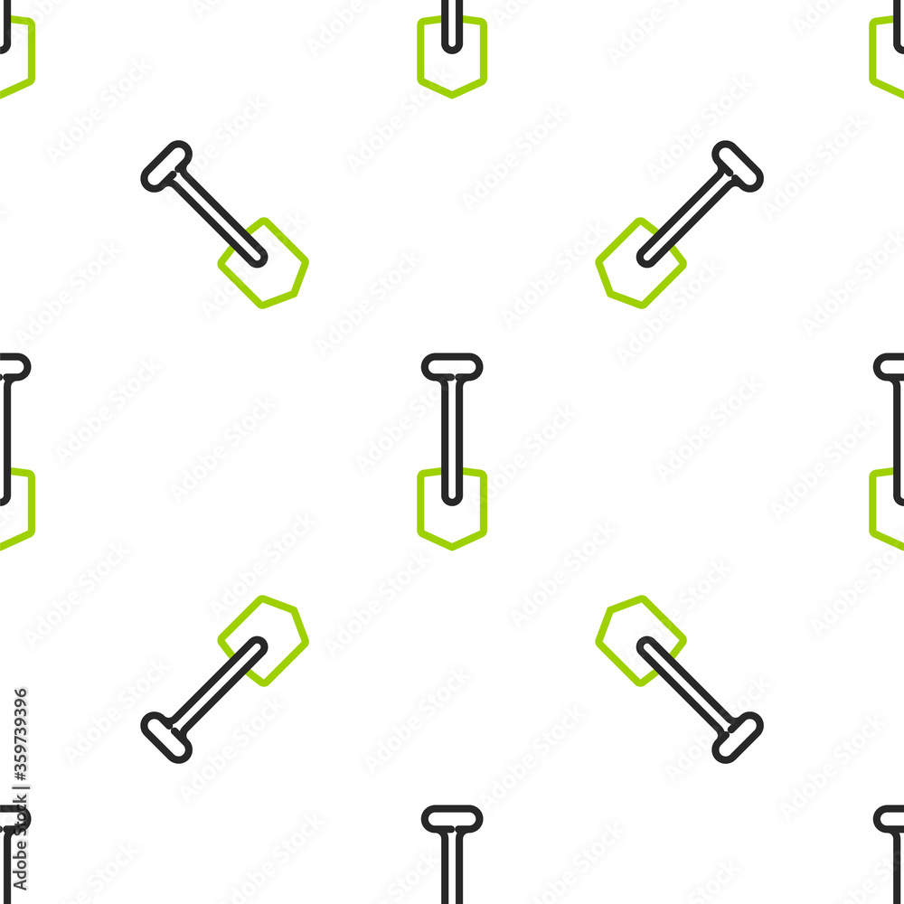 Line Shovel icon isolated seamless pattern on white background. Gardening tool. Tool for horticultur