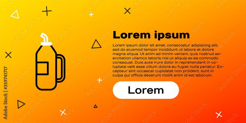 Line Fitness摇壶图标隔离在黄色背景上。运动摇壶瓶，带水和