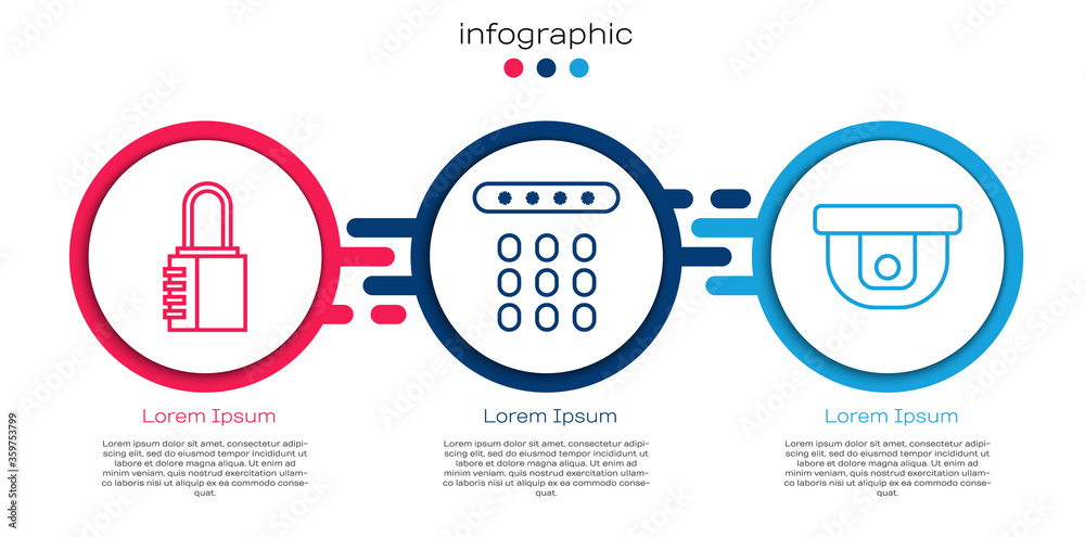 设置线路安全组合锁、密码保护和运动传感器。商业信息图模板