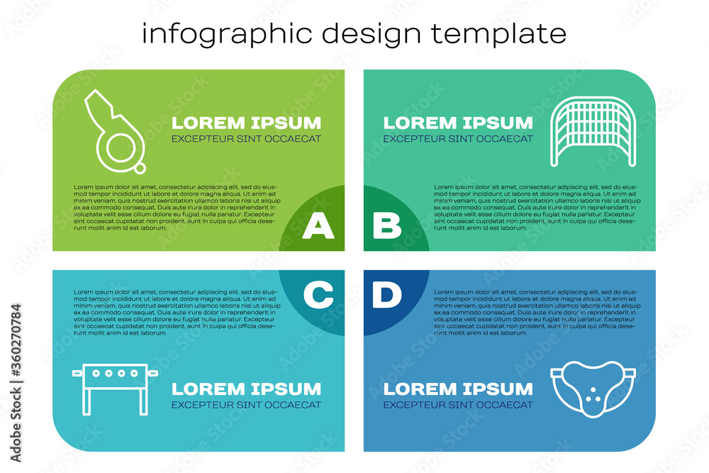边线曲棍球台、口哨、防护运动运动员陷阱和冰球球门。商业信息图