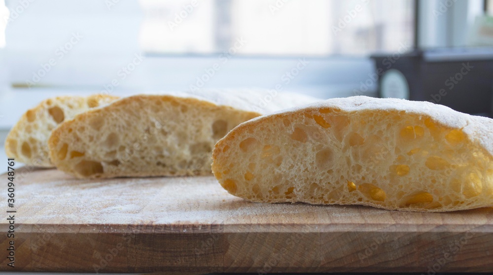 Homemade french baguette in the daylight