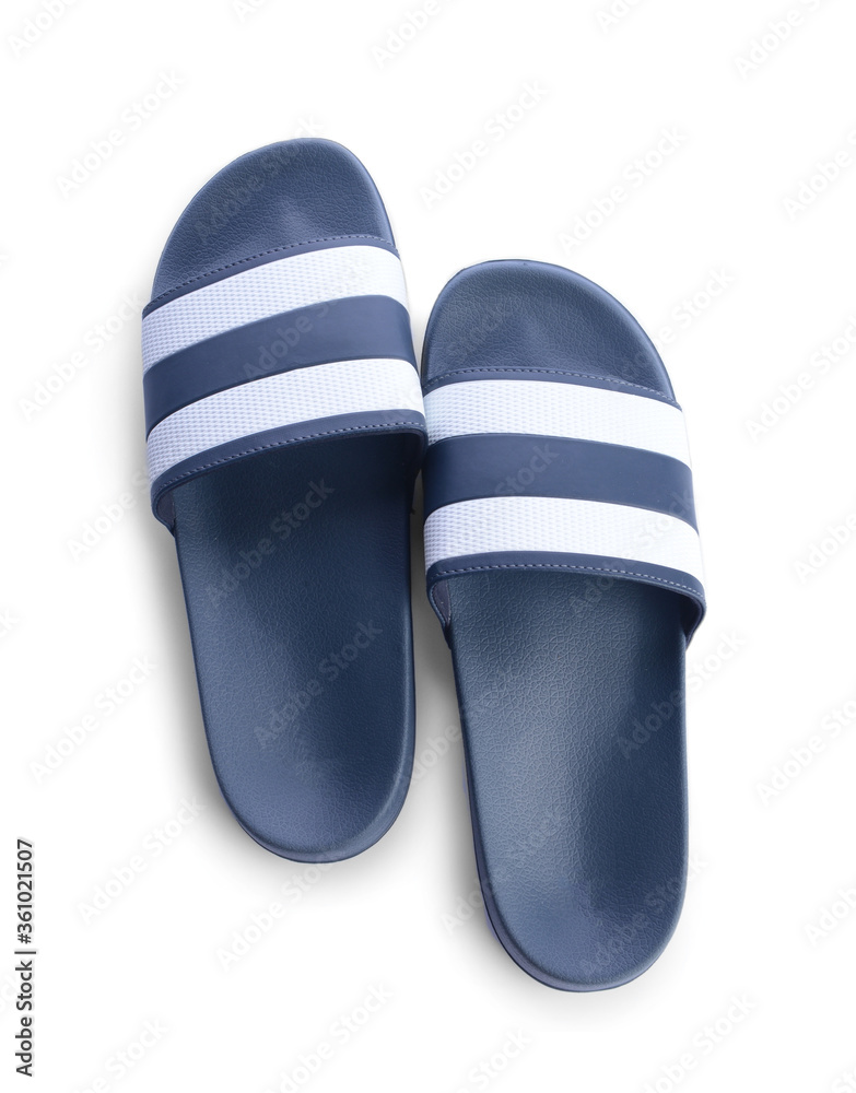 Stylish flip-flops on white background