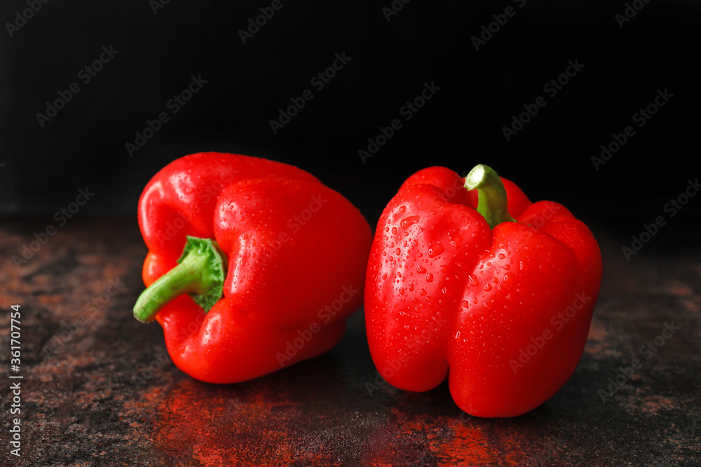 Red bell pepper on dark background