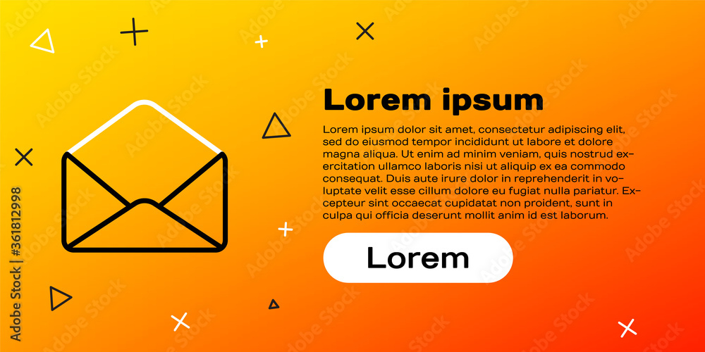 黄色背景上隔离的Line Envelope图标。电子邮件字母符号。彩色轮廓conc