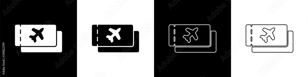 将机票图标隔离在黑白背景上。机票。矢量图。