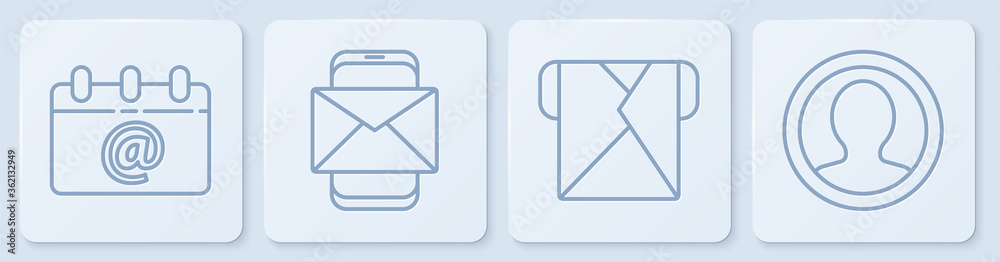 用电子邮件、信封、手机和信封设置行日历，并创建帐户屏幕。白色方块