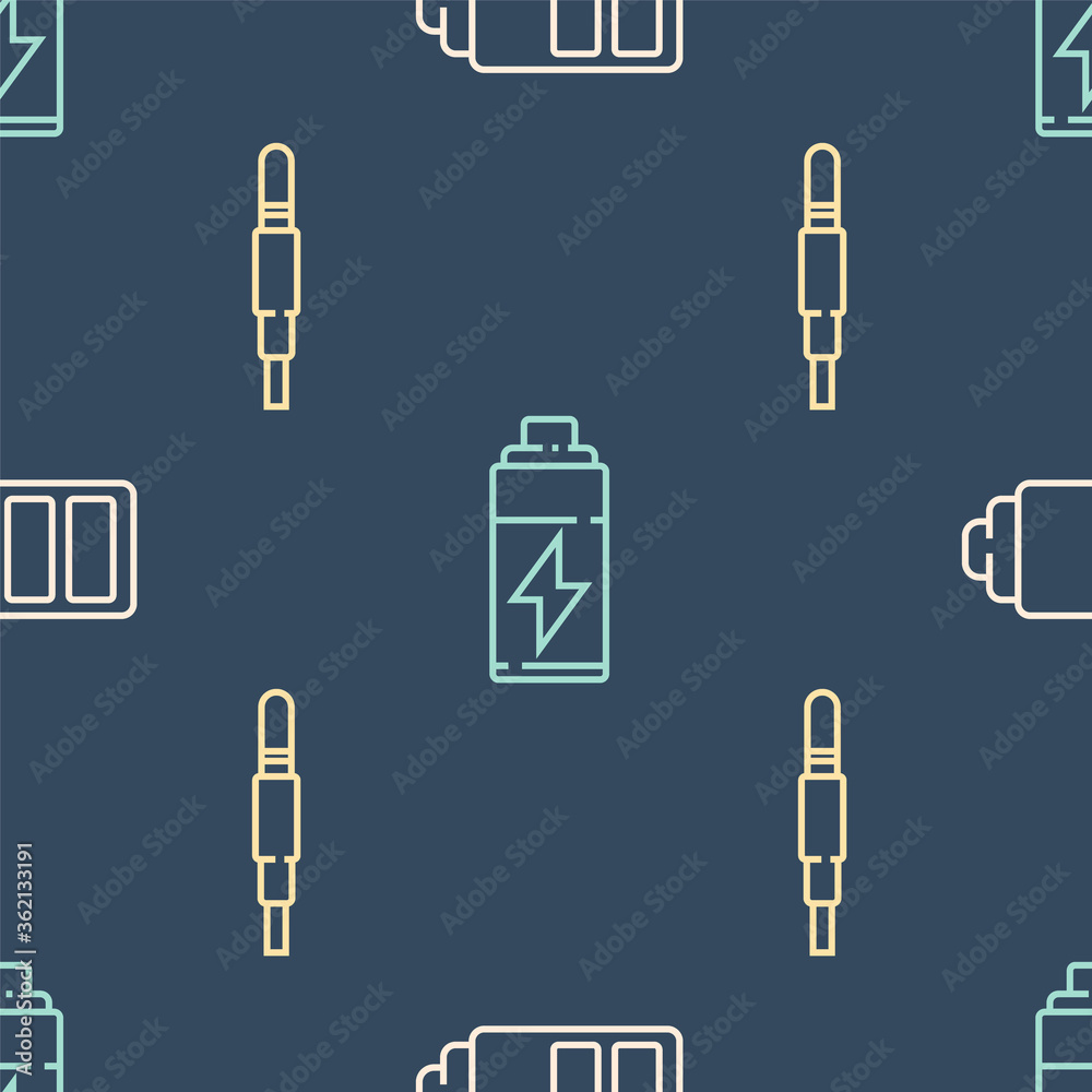 将线路电池充电水平指示器、音频插孔和电池设置为无缝模式。矢量。