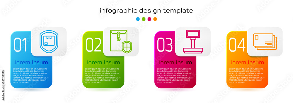 Set line Delivery pack security with shield，Envelope with shield，Scale and Envelope.商业信息