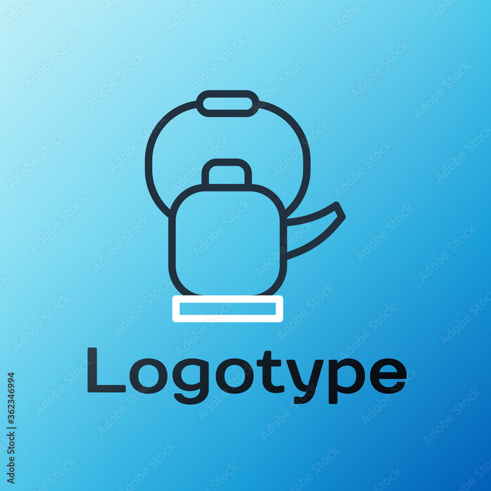 Line Kettle with handle icon isolated on blue background. Teapot icon. Colorful outline concept. Vec