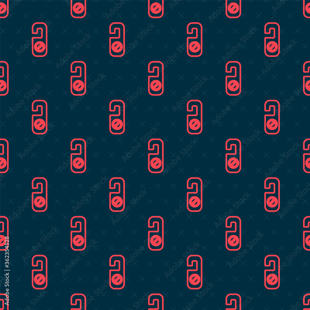 Red line Please do not disturb icon isolated seamless pattern on black background. Hotel Door Hanger