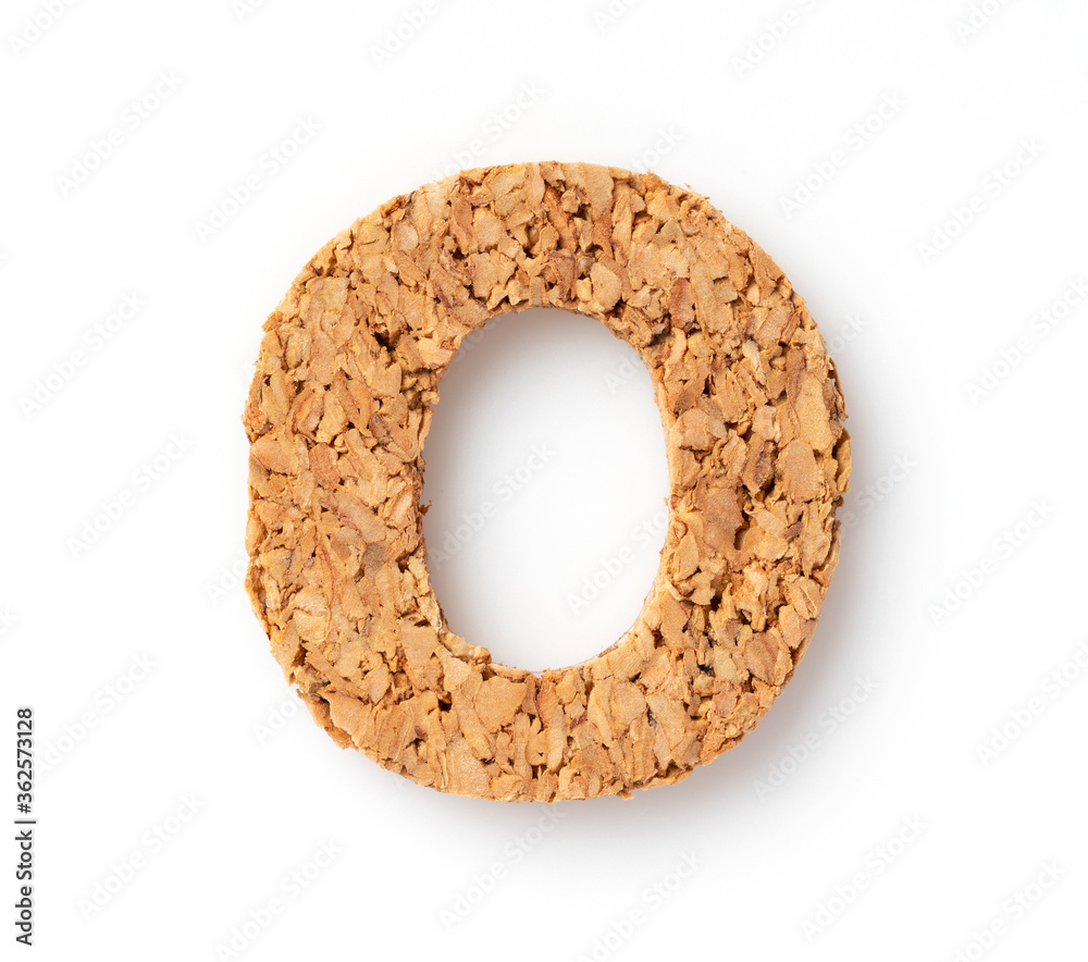 The letter “O on the cork on a white background