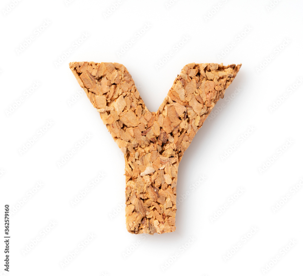 The letter “Y on the cork on a white background