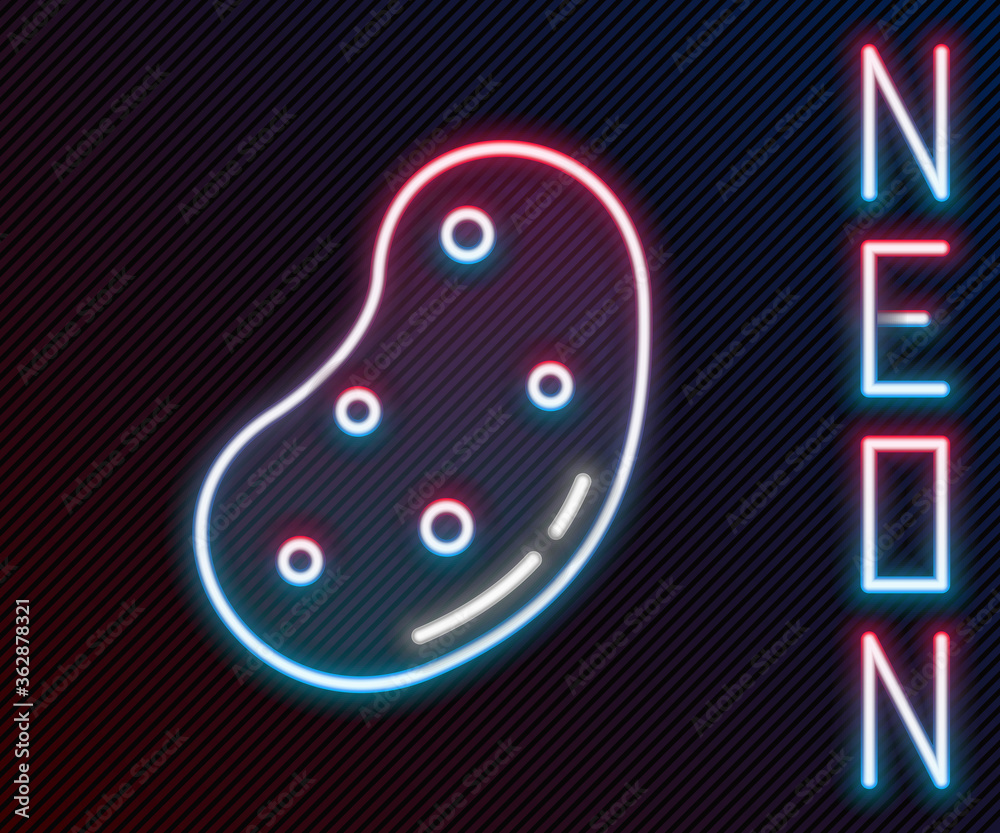 Glowing neon line Potato icon isolated on black background. Colorful outline concept. Vector Illustr