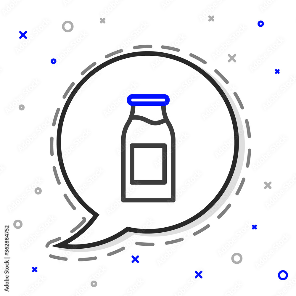 Line Closed glass bottle with milk icon isolated on white background. Colorful outline concept. Vect