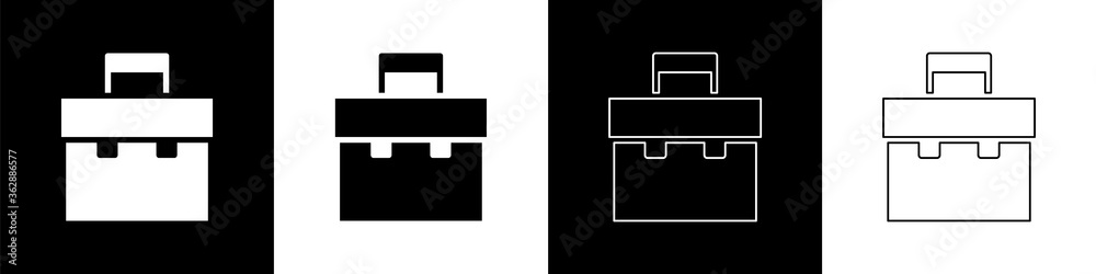 将公文包图标隔离在黑白背景上。商业案例标志。商业投资组合.V