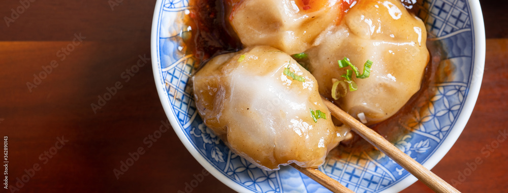 八湾（八湾），台湾肉丸美食，美味的街头美食，蒸淀粉包圆沙