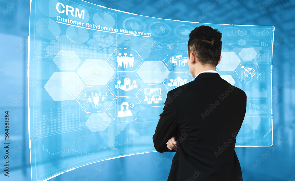 CRM Customer Relationship Management for business sales marketing system concept presented in futuri