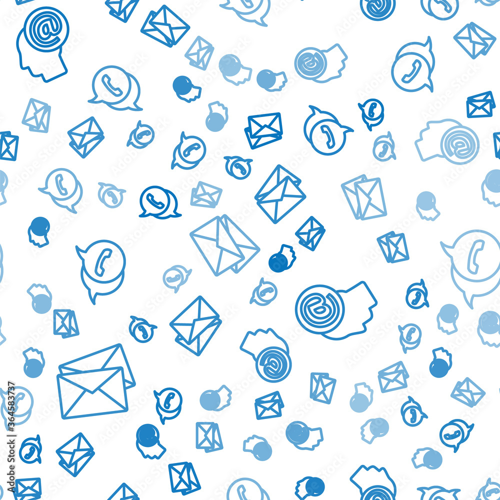 Set line Envelope, Mail and e-mail and Telephone with speech bubble chat on seamless pattern. Vector