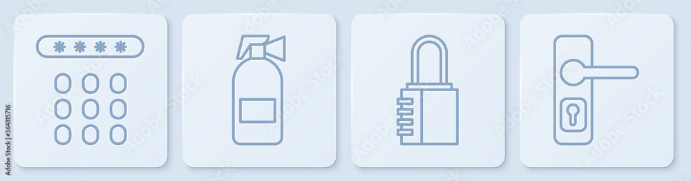 设置线路密码保护、安全组合锁、灭火器和门把手。白色方块