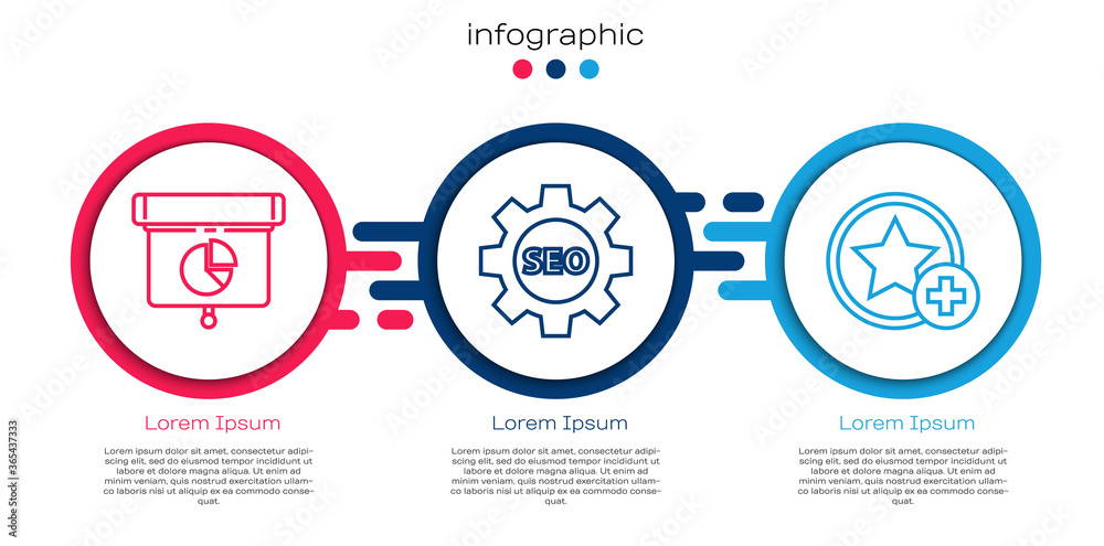 Set line Graph，chart，diagram，infographic，Seo tag with gear wheel and Star.商业信息图