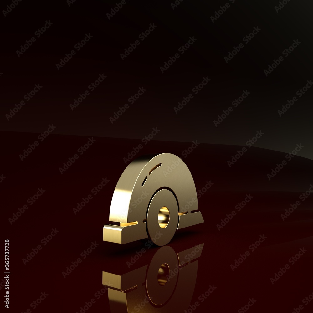 Gold Worker safety helmet icon isolated on brown background. Minimalism concept. 3d illustration 3D 