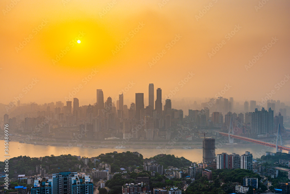 Chongqing, China downtown city skyline over the Yangtze River