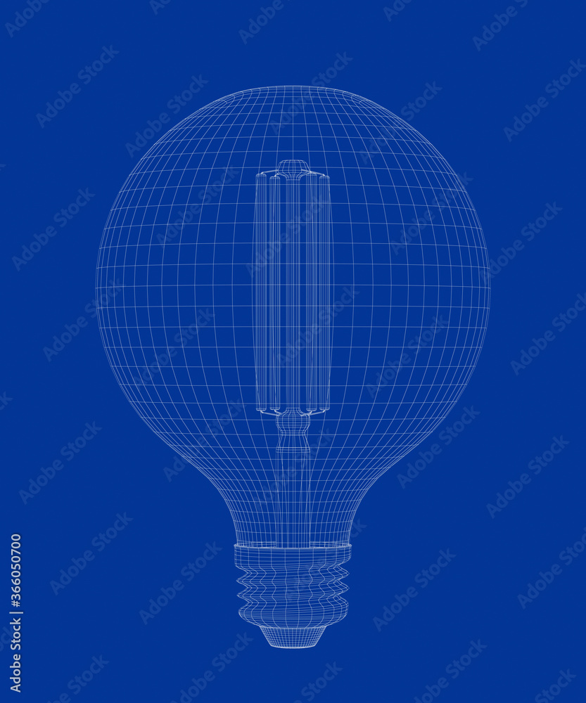 led灯泡三维线框模型