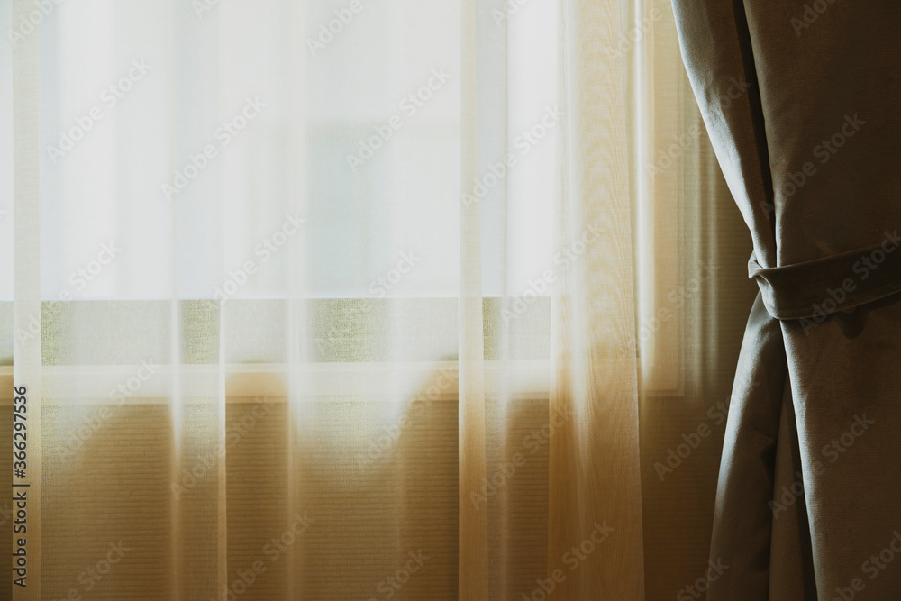 soft brown curtain with morning light from window bedroom interior background home beautiful ideas c