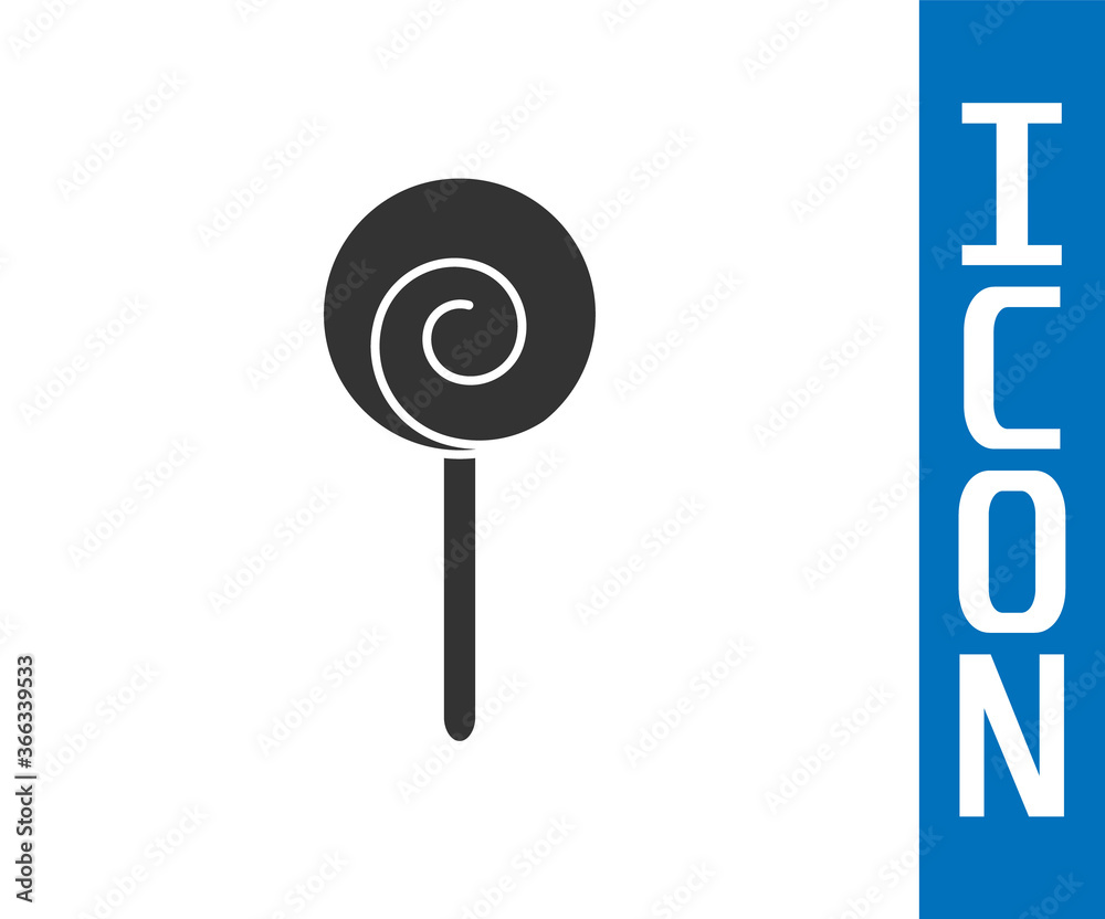 Grey Lollipop icon isolated on white background. Food, delicious symbol. Vector Illustration.