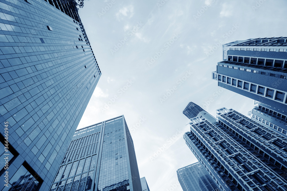 High-rise buildings in the financial district of the city, Jinan, China.