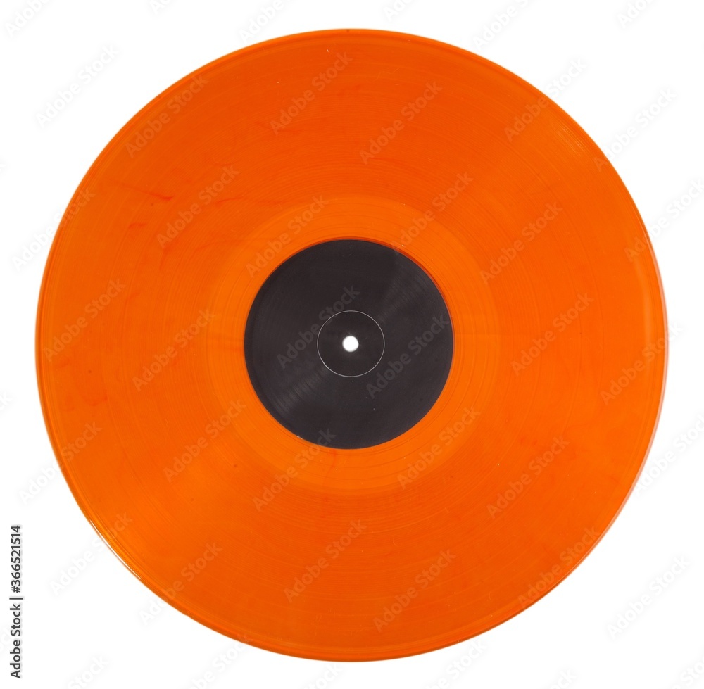 Orange Vinyl Record, Isolated on White Background