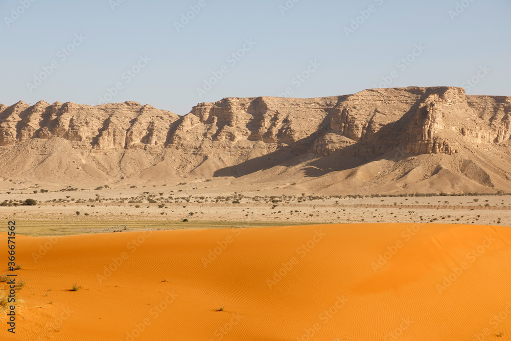 Beautiful red sand dunes south of Riyadh in Saudi Arabia