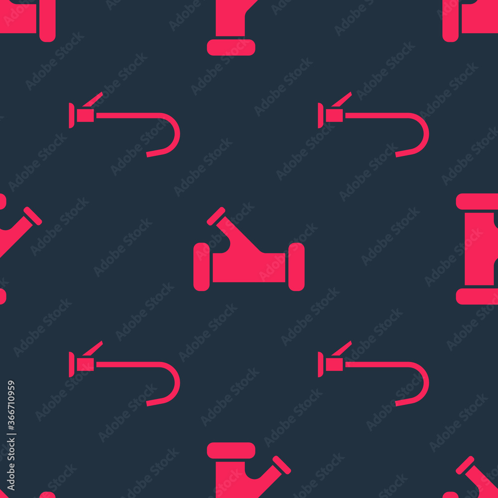 Set Water tap and Industry metallic pipe on seamless pattern. Vector.