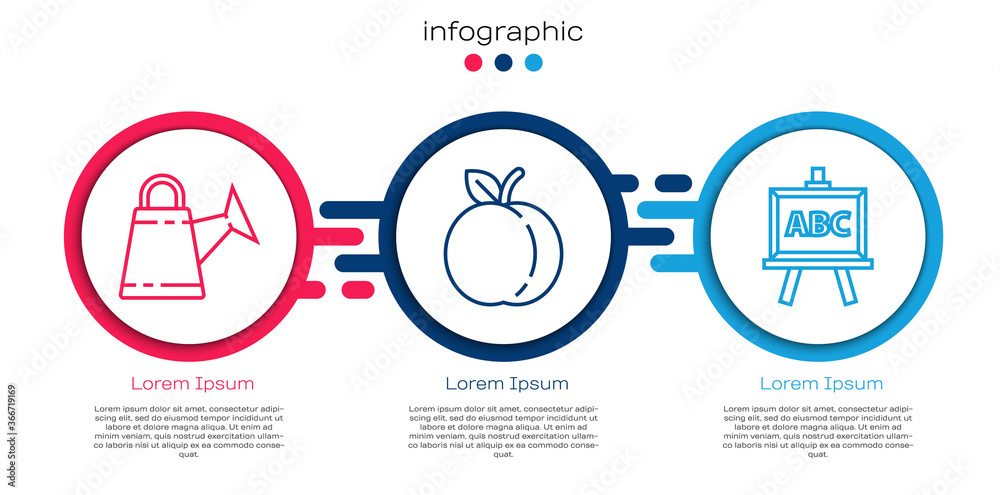 设线水柜、桃果和黑板。商业信息图模板。矢量。