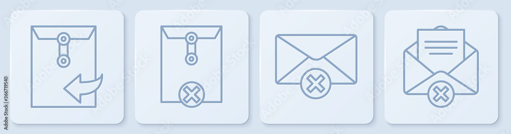 设置行信封、删除信封、删除包络和删除信封。白色方形按钮。矢量