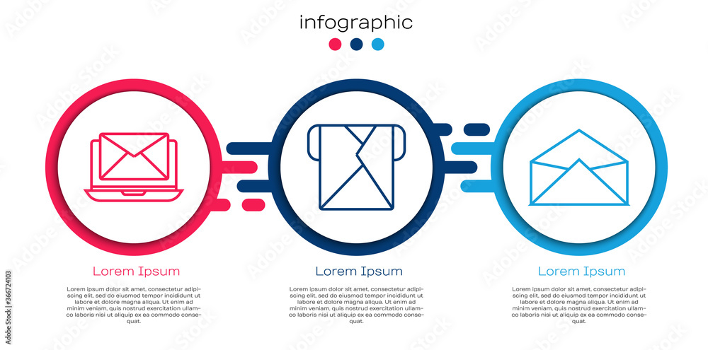 带信封、信封和信封的套装笔记本电脑。商业信息图模板。矢量。