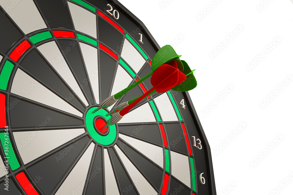 Dart arrows target in center，Concept image for business target，mission to complete or organization t