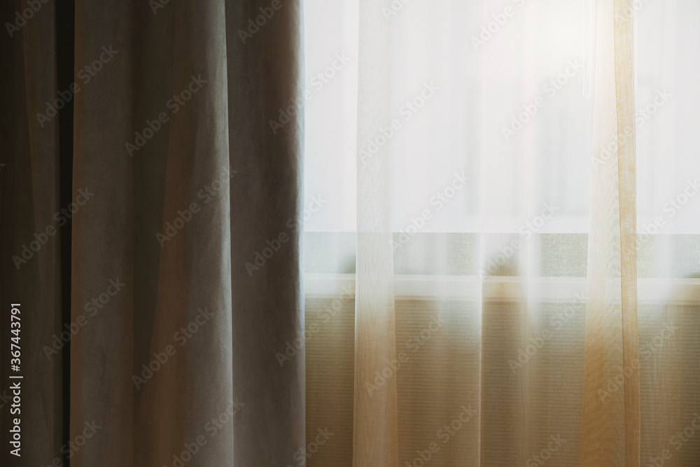 soft brown curtain with morning light from window bedroom interior background home beautiful ideas c