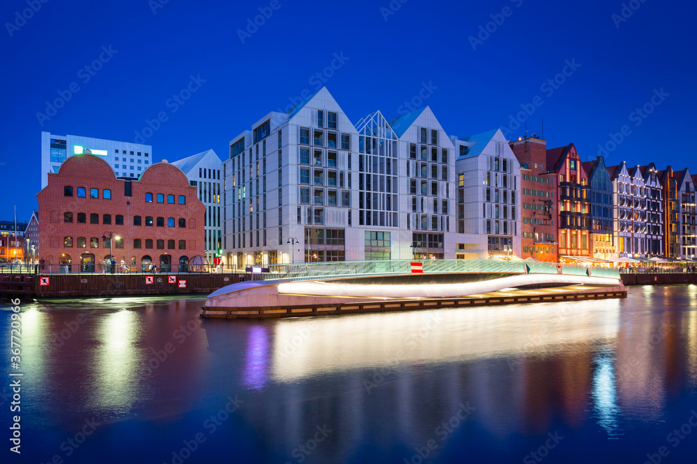 The old town of Gdansk with amazing architecture at night, Poland