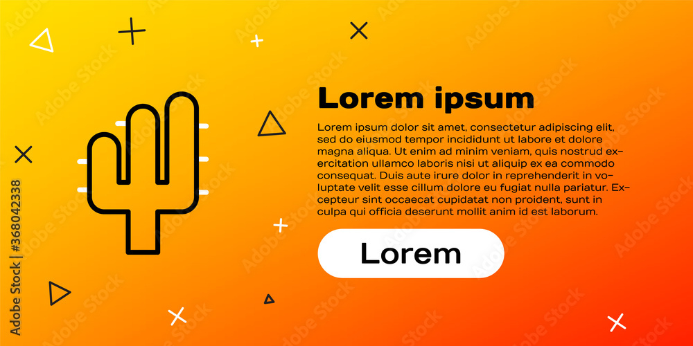 线条仙人掌图标隔离在黄色背景上。彩色轮廓概念。矢量插图。