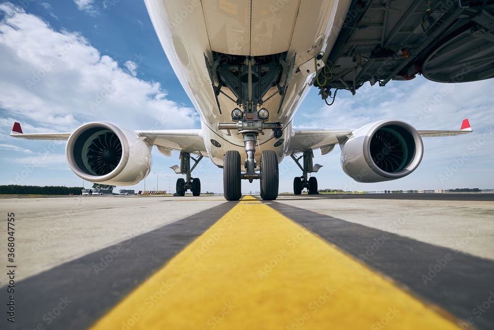 Front view of airplane at airport