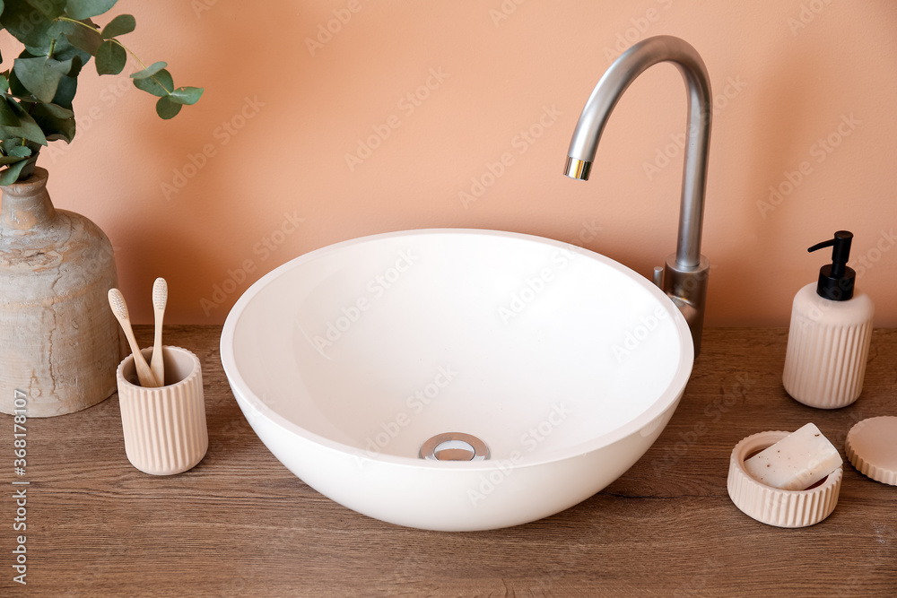 Sink in interior of modern stylish bathroom